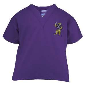  NCAA LSU Tigers Purple Youth Mascot Scrub Top: Sports 