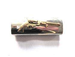 Cricket style Lighter Cover Gold Colored OLD WESTERN COLT SIX SHOOTER 