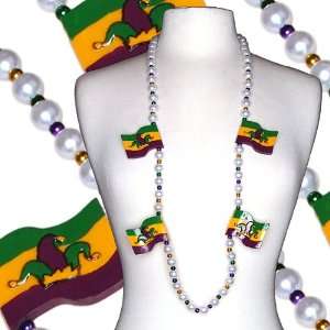  Mardi Gras Bead with Jester Hat Flags 