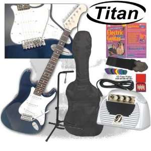  New Titan Electric Guitar Package Blue with Amp Musical 
