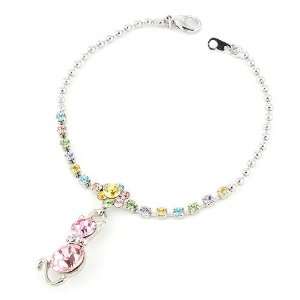Gift   High Quality Dazzling Flower Bracelet with Cat Charm and Multi 
