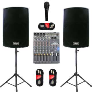 Podium Pro Audio Powered DJ PA Speaker Package New 12 PP1202ASET 