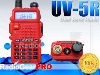 BAOFENG UV 5R (RED) Dual Band 136 174/400 480Mhz VHF UHF RADIO + Loop 