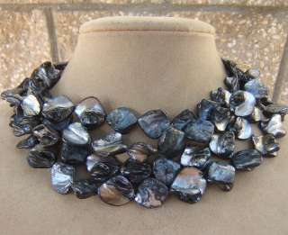   FIG TAHITIAN PEARL MULTI STRAND NECKLACE CHUNKY JEWELRY BRIDAL BRIDE