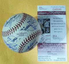 1975 AUTOGRAPHED/SIGNED BOSTON RED SOX TEAM BASEBALL W/22 SIGNATURES 