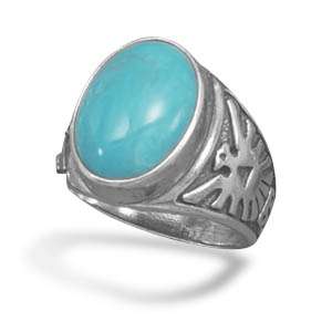 Sterling Silver Thunderbird Turquoise Ring Sizes 9 12  