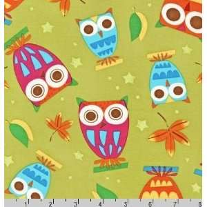  On A Whim Owl Pistachio Fabric One Yard (0.9m) AAS 9586 52 