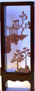 PANEL CHINESE CORK CARVING MINI SCREEN in CHERRY LACQUER  