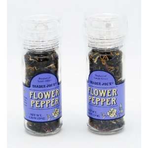 Trader Joes Flower Pepper with Built in Grinder Black Peppercorns 