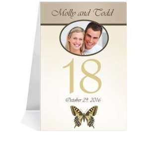  Photo Table Number Cards   Butterfly Taupe & Harvest #1 