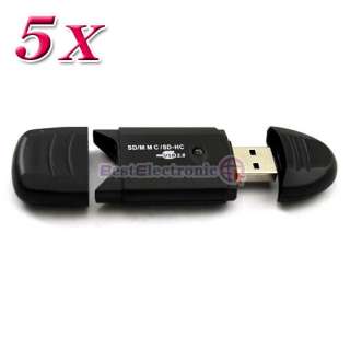 5x USB 2.0 SD MMC SD HC Memory Card Reader/Writer Black  