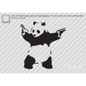  (2x) Panda with Guns   Pistols   Sticker   Decal   Die Cut 