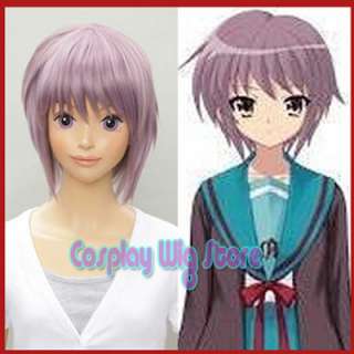 Suzumiya Haruhi Nagato Yuki Short Purplish Grey Cosplay Hair Wig 