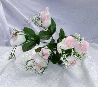 84 Roses ~ PINK WHITE MIX ~ Silk Wedding Flowers Bouquets Centerpieces 