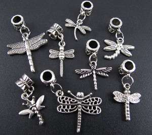   100x Tibetan Silver Dragonfly Dangle Charm Beads Fit Bracelet ◆fm101