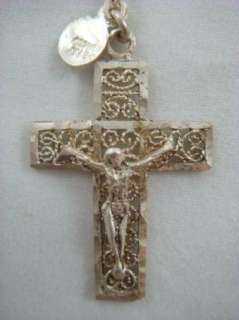  Sterling Silver 925 Made In Mexico Rosary Cross Crucifix Necklace