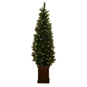 Good Tidings Prelit Artificial Slim Alaska Pine Christmas Tree 4 Feet 