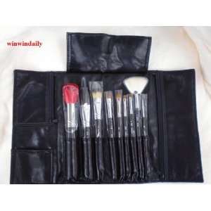   professional 9pc Makeup Brush Set with Leather Case 