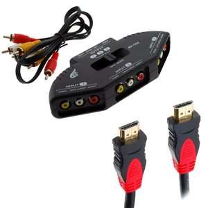 GTMax Audio Video RCA Composite AV Video Game Selector Switch + 10FT 