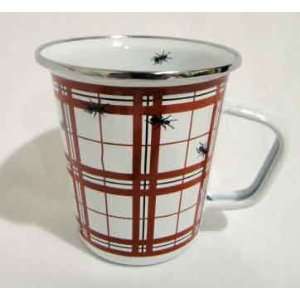   Rabbit Enamelware Red Plaid with Ants Latte Mug: Kitchen & Dining