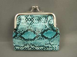   snake print faux leather coin change purse kiss lock snap top  