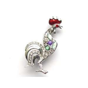   Crystal Rhinestone Cat Eye Rooster Fashion Jewelry Pin Brooch Jewelry