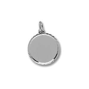   Charms Round Disc Diamond Cut Charm, Sterling Silver Jewelry