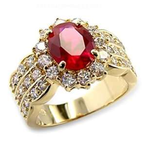 Eternal Sparkles Gold Plated Ruby CZ Ring Size 5 Jewelry 