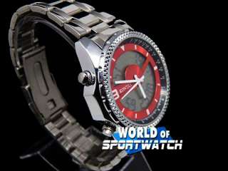 Kontas Red Dual Time Stop Style Quartz Sport Watch New  
