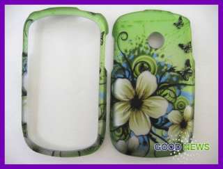 for TracFone LG 800G 800 G   Green White Flower Hard Case Phone Cover 