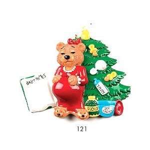  6038 Pregnant Bear Personalized Christmas Holiday Ornament 
