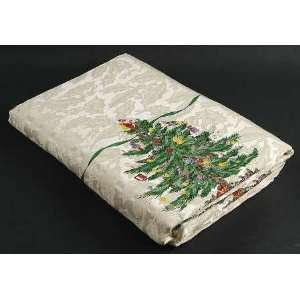 Spode Christmas Tree Green Trim 60 X 144 Oblong Tablecloth, Fine 