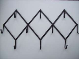 Folding Wrought Iron Wall Hook with 10 Hooks Coat & Hat Accordion 