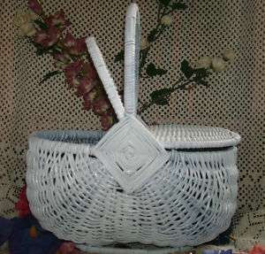 Antique Wicker GODS Eye BUTTOCK Basket FLIP Top PURSE  