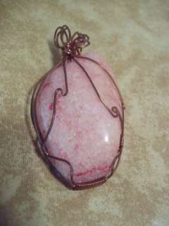 Copper Wire Wrapped ONE of A Kind Rose Quartz Pendant  