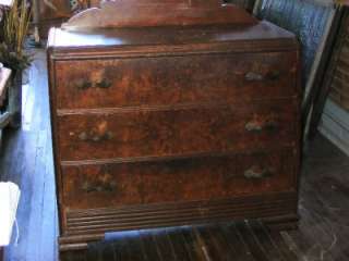 Old Antique Solid Wood Three Drawer Bedroom Dresser Vanity w/ Aged 