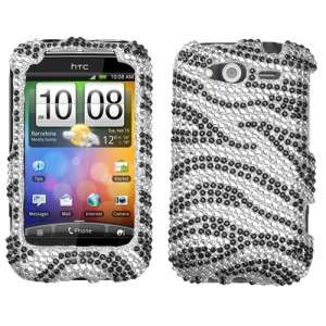 Zebra Crystal Diamond BLING Hard Case Snap on Phone Cover for HTC 