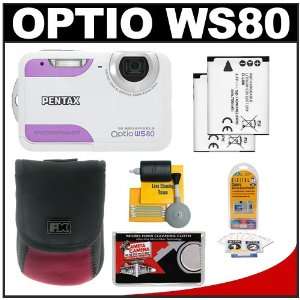  Pentax Optio WS80 Waterproof Digital Camera (White/Purple 