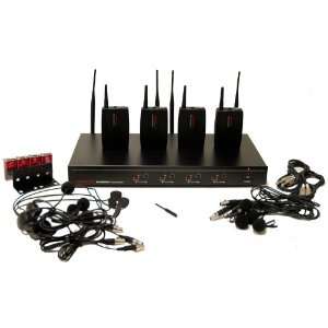   Wireless Microphone System with 4 Headset and 4 Lapel Microphones